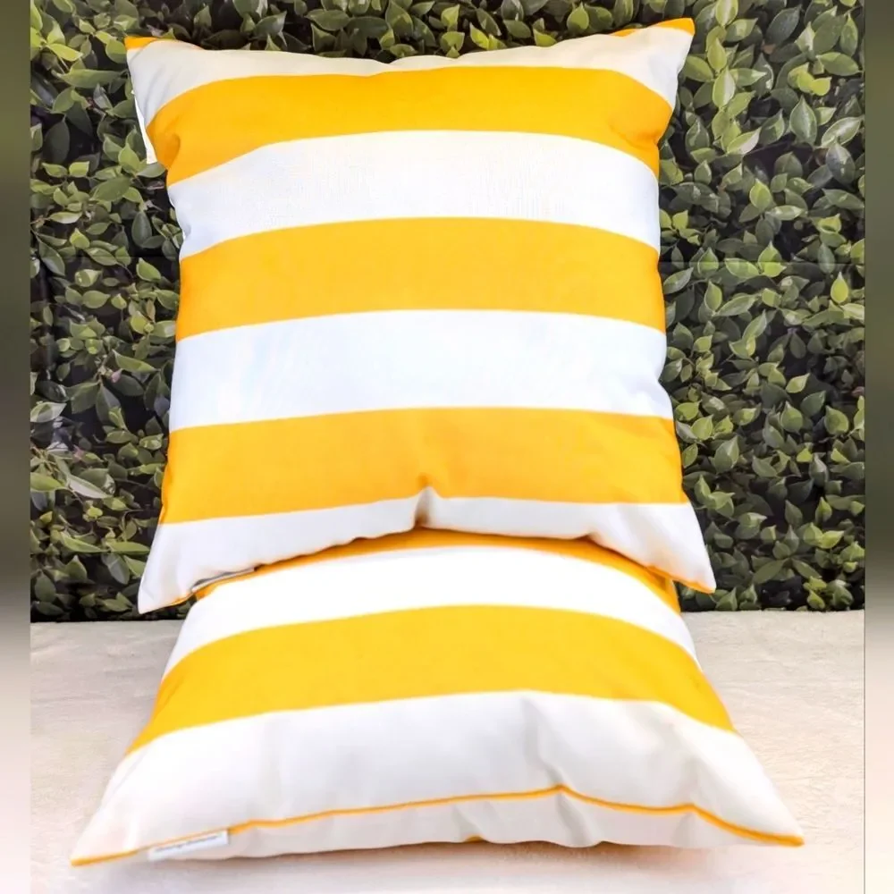 Tommy Bahama Awning Stripe Yellow Decorative Pillow - Set of 2